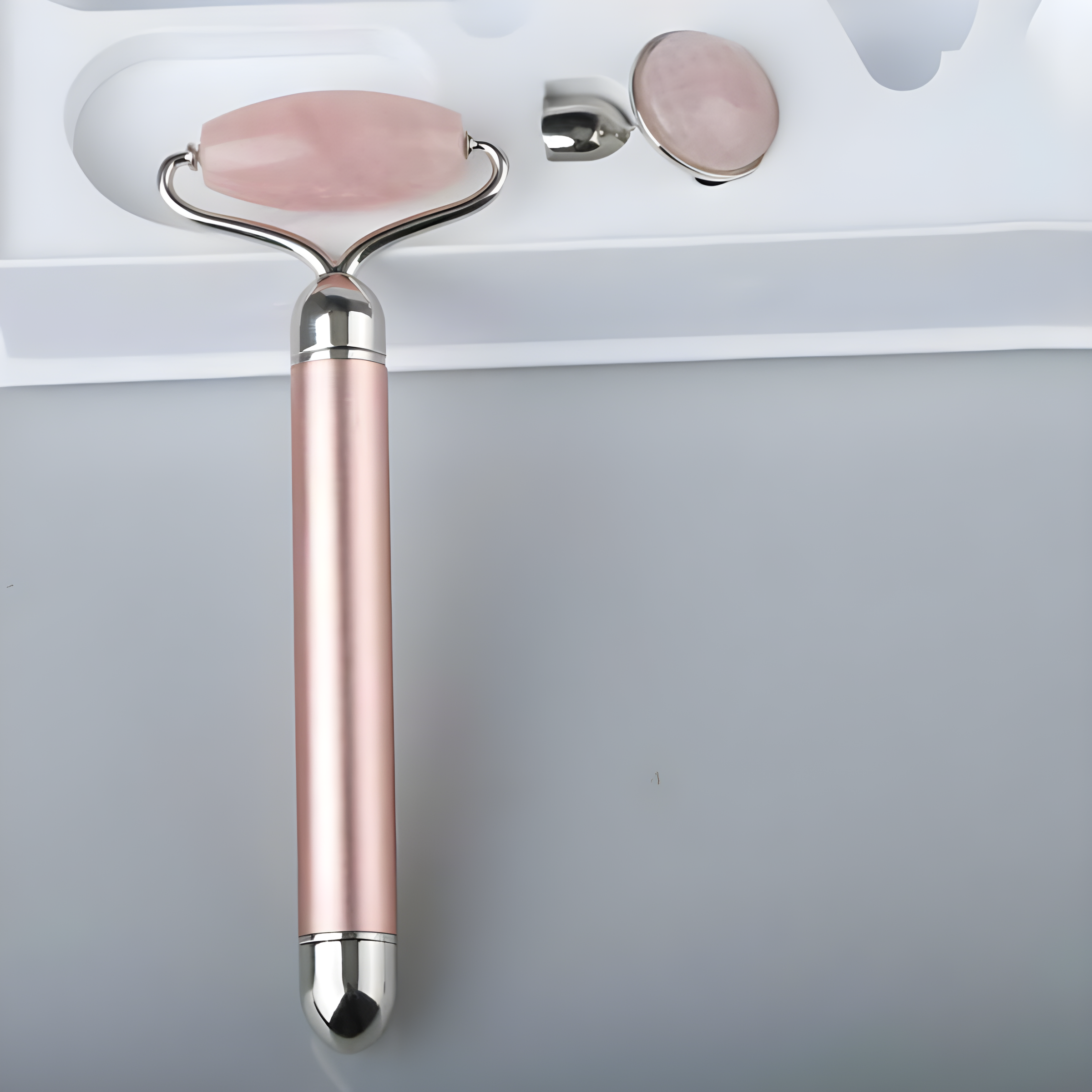 Accessories, Body care, აქსესუარები, სხეულის მოვლა, Electric Rose Quartz Face Roller, Beauty Bar, Korean Cosmetics, ბიუთი ბარი, კორეული კოსმეტიკა, ვარდისფერი კვარცის ელექტრო როლერი