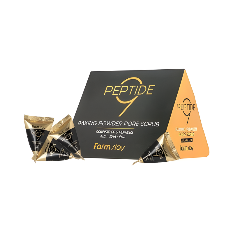 Peeling and scrub, Face care, Acne/pores/sebum, Pigmenation/brightening/post-acne, პილინგი და სკრაბი, სახის მოვლა, აკნე/ფორები/სებუმი, პიგმენაცია/პოსტ-აკნე, Farmstay, Farmstay Peptide9 Baking Powder Pore Scrub, Beauty Bar, Korean Cosmetics, ბიუთი ბარი, კორეული კოსმეტიკა, Farmstay  პეპტიდების ფორების გამწმენდი სკრაბი