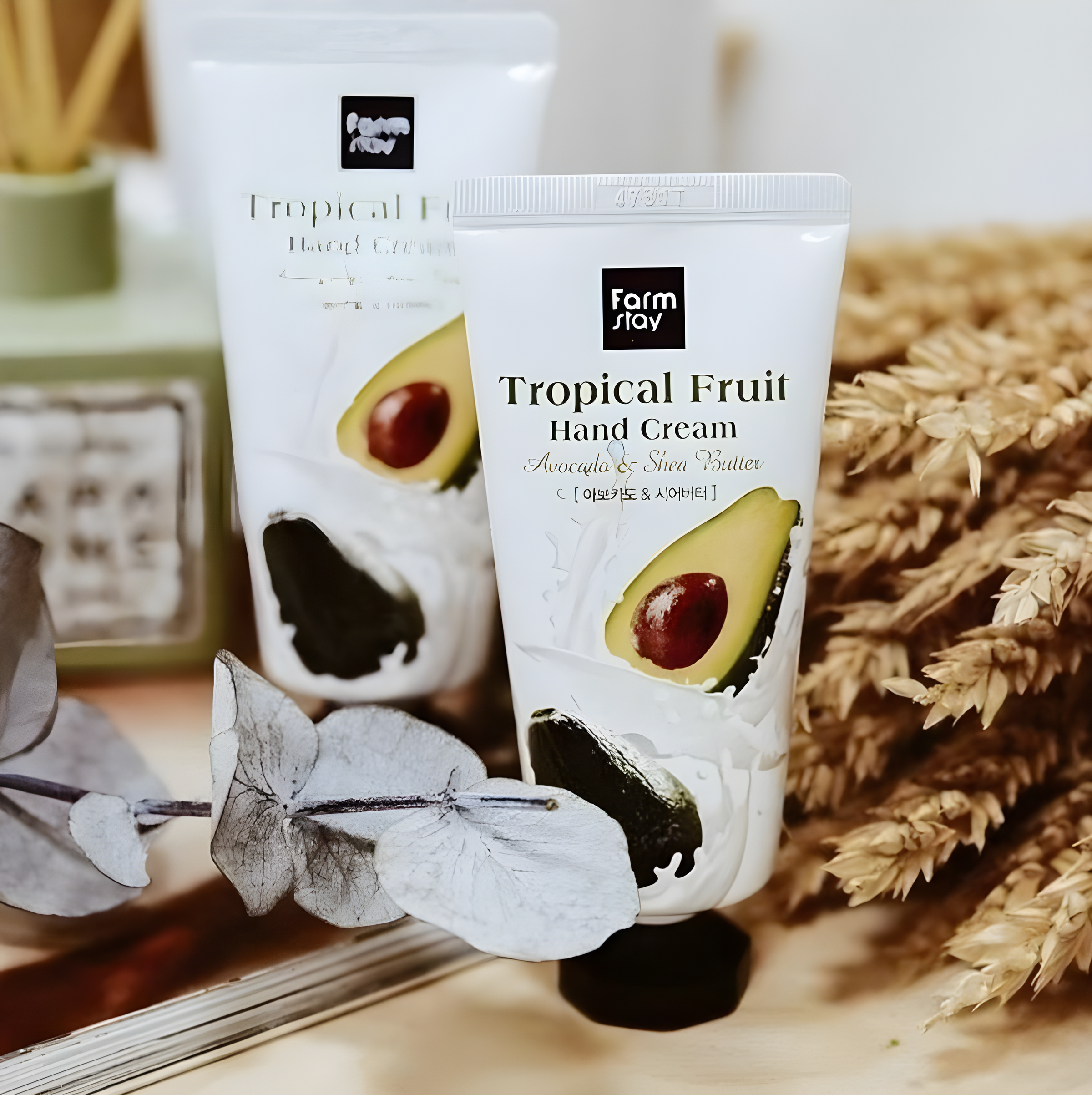 Hand care, Body care, Hydration/Moisturization, Skin elasticity and barrier, ხელის მოვლა, სხეულის მოვლა, დატენიანება, ელასტიურობა და ბარიერი, Farmstay, Farmstay Tropical Fruit Hand Cream Avocado and Shea Butter, Beauty Bar, Korean Cosmetics, ბიუთი ბარი, კორეული კოსმეტიკა, Farmstay ტროპიკული ხილის ხელის კრემი ავოკადო და შიის კარაქით