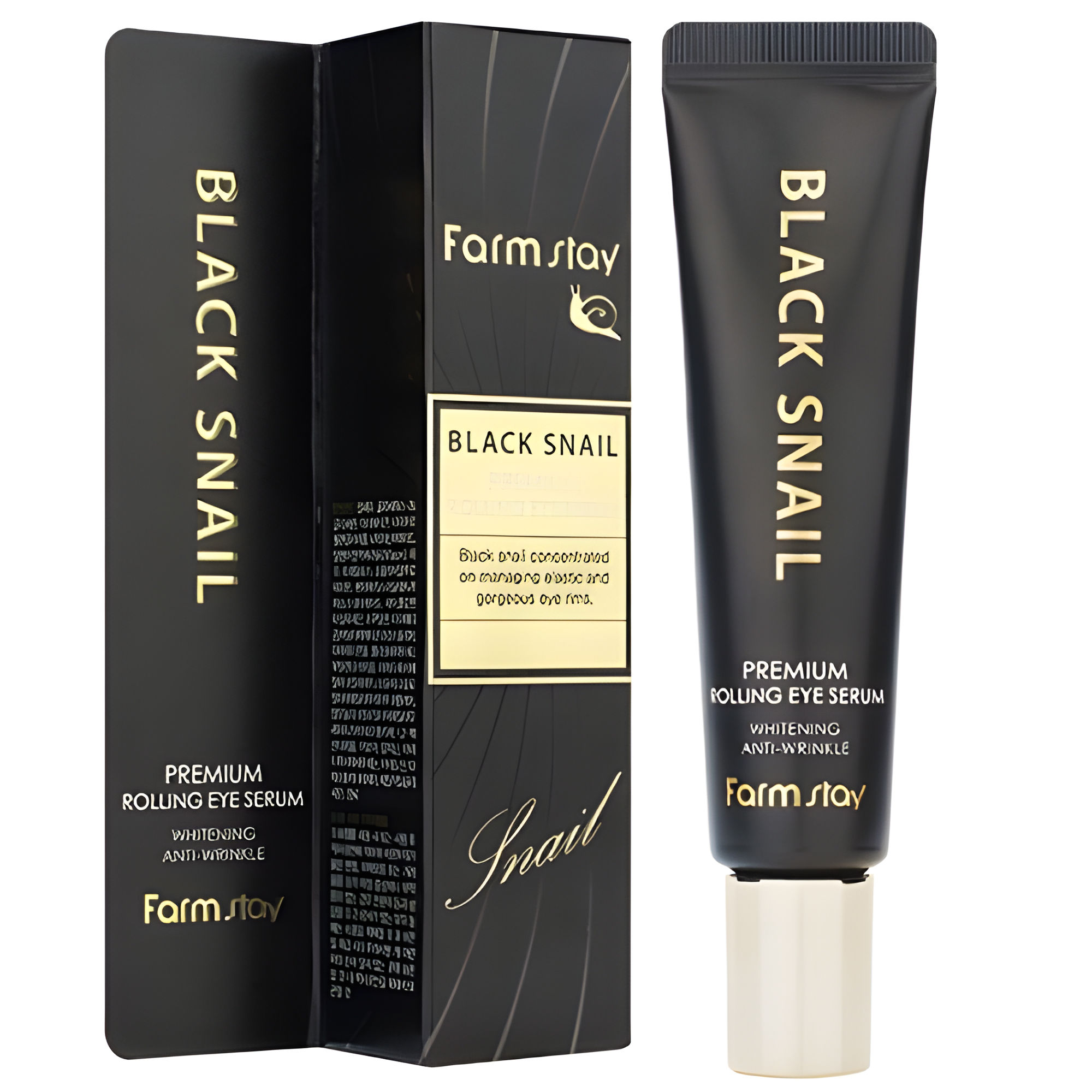 Eye serum, Eye care, Pigmenation/brightening/post-acne, თვალის შრატი, თვალის მოვლა, პიგმენაცია/პოსტ-აკნე, Farmstay, Farmstay Black Snail Premium Rolling Eye Serum, Beauty Bar, Korean Cosmetics, ბიუთი ბარი, კორეული კოსმეტიკა, Farmstay შავი ლოკოკინას პრემიუმ თვალის შრატი