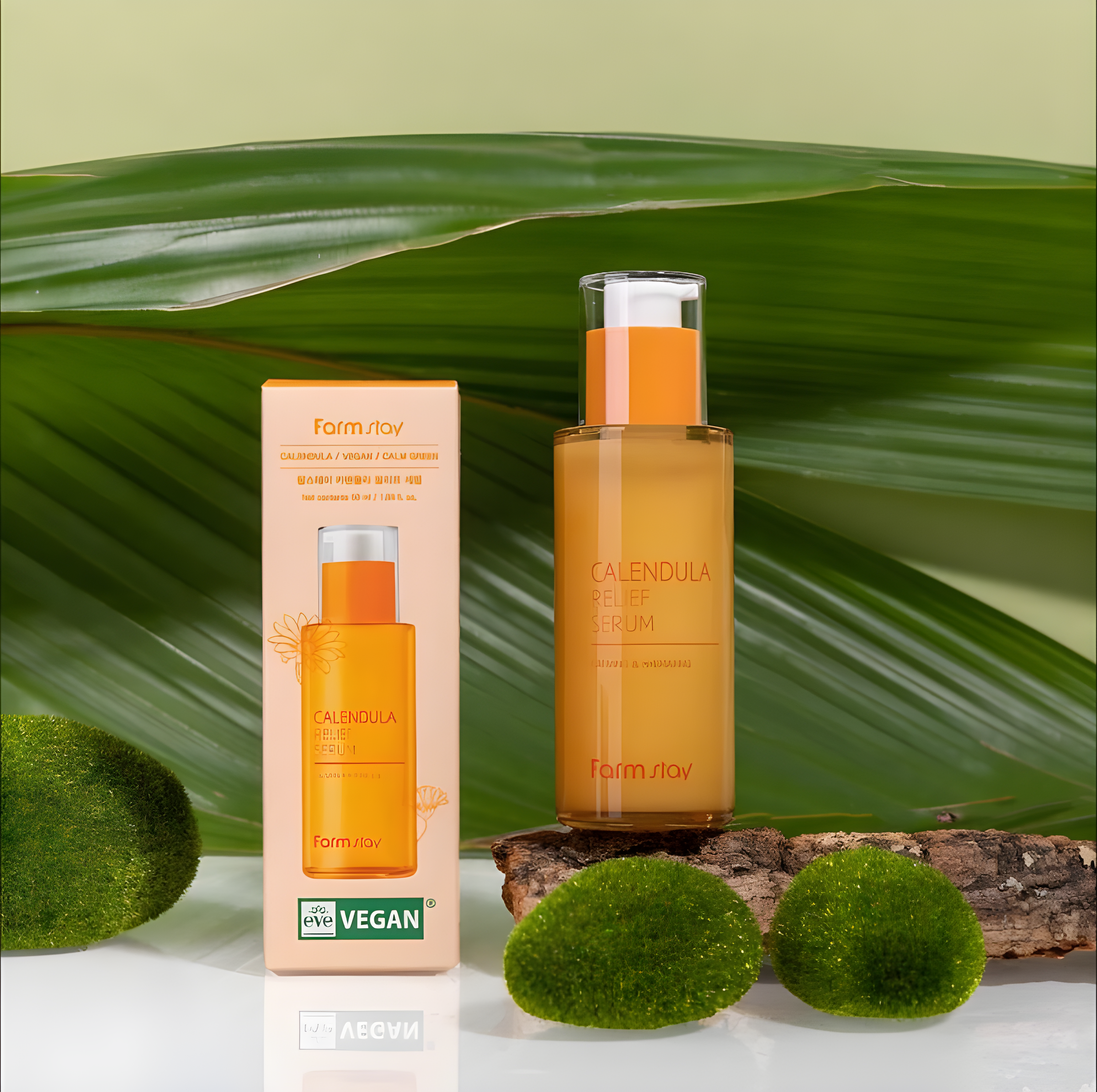Serum, Face care, Hydration/Moisturization, Pigmenation/brightening/post-acne, Anti-age, შრატი, სახის მოვლა, დატენიანება, პიგმენაცია/პოსტ-აკნე, ასაკობრივი, Farmstay, Farmstay Calendula Relief Serum, Beauty Bar, Korean Cosmetics, ბიუთი ბარი, კორეული კოსმეტიკა, Farmstay კალენდულას რელიეფის აღმდგენი შრატი