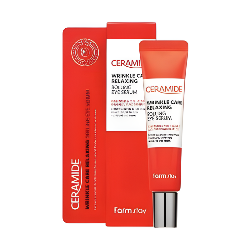 Eye serum, Eye care, Anti-age, Hydration/Moisturization, თვალის შრატი, თვალის მოვლა, ასაკობრივი, დატენიანება, Farmstay, Farmstay Ceramide Wrinkle Care Relaxing Rolling Eye Serum, Beauty Bar, Korean Cosmetics, ბიუთი ბარი, კორეული კოსმეტიკა, Farmstay კერამისების ნაოჭსაწინააღმდეგო თვალის შრატი