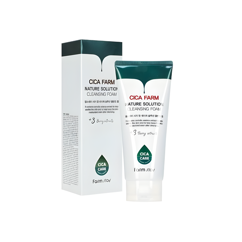 Cleanser, Face care, Hydration/Moisturization, Acne/pores/sebum, Pigmenation/brightening/post-acne, დასაბანი ქაფი, სახის მოვლა, დატენიანება, აკნე/ფორები/სებუმი, პიგმენაცია/პოსტ-აკნე, Farmstay, Farmstay Cica Farm Nature Solution Cleansing Foam, Beauty Bar, Korean Cosmetics, ბიუთი ბარი, კორეული კოსმეტიკა, Farmstay ცენტელას სახის გამწმენდი ქაფი
