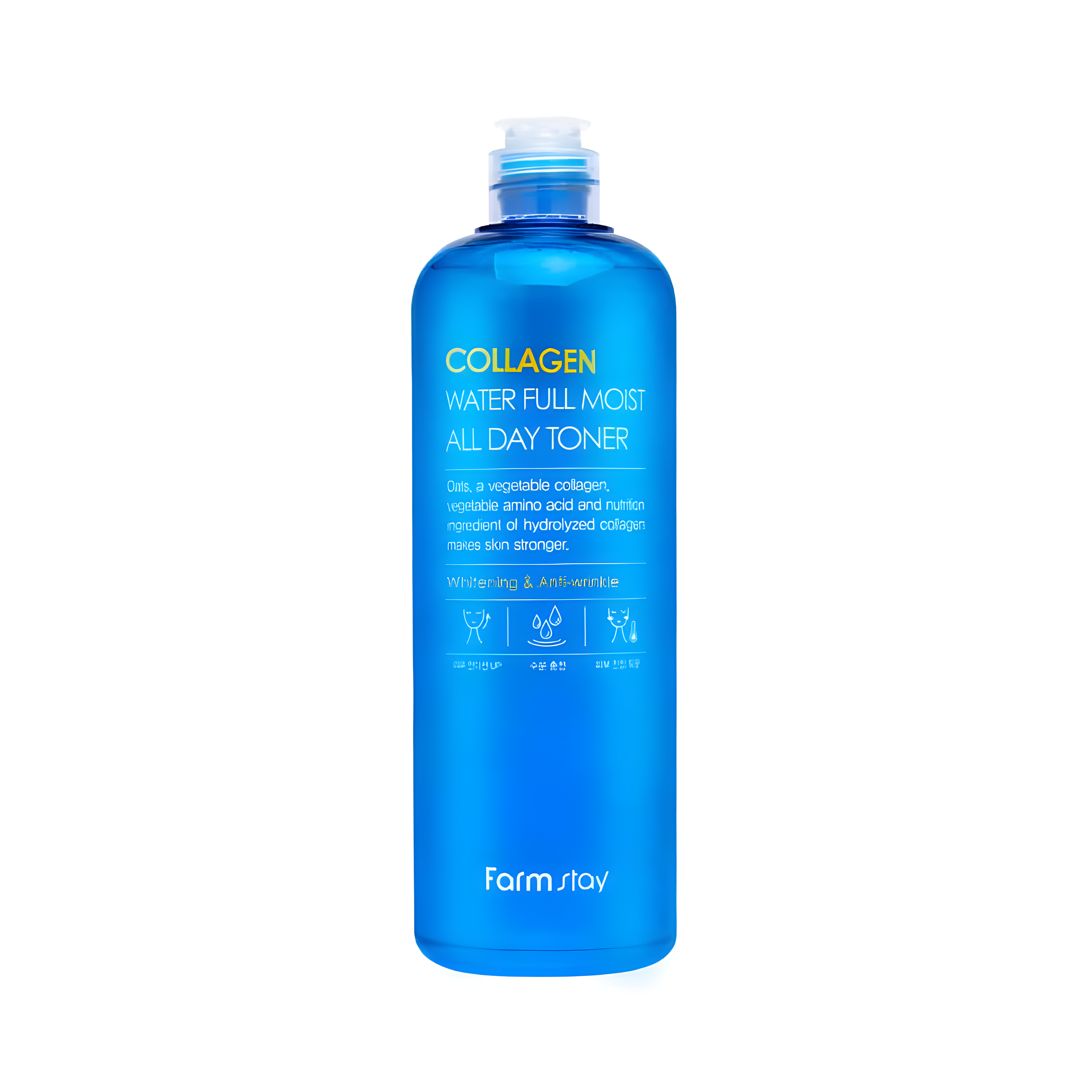 Toner, Face care, Anti-age, Skin elasticity and barrier, ტონერი, სახის მოვლა, ასაკობრივი, ელასტიურობა და ბარიერი, Farmstay, Farmstay Collagen Water Full Moist All Day Toner, Beauty Bar, Korean Cosmetics, ბიუთი ბარი, კორეული კოსმეტიკა, Farmstay კოლაგენის დამატენიანებელი ტონერი