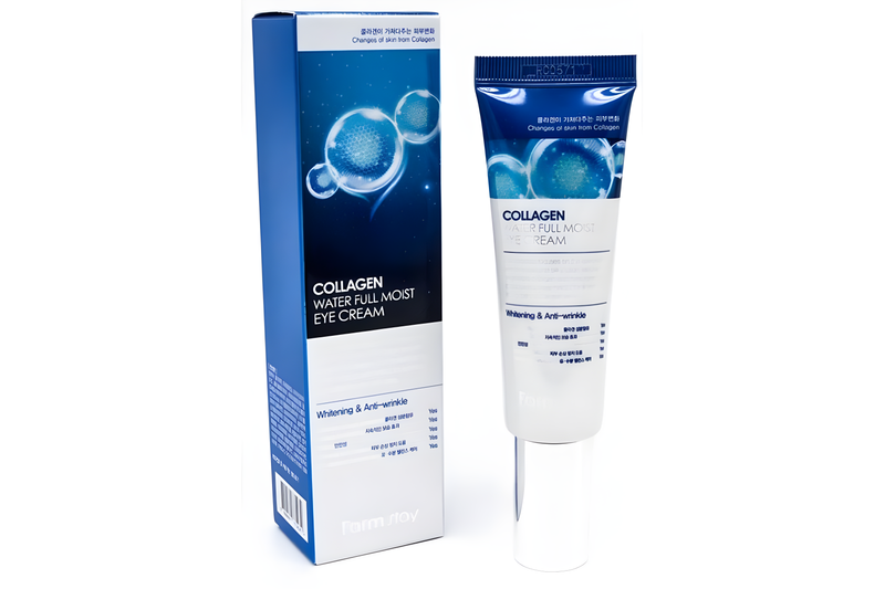 Eye cream, Eye care, Anti-age, Skin elasticity and barrier, თვალის კრემი, თვალის მოვლა, ასაკობრივი, ელასტიურობა და ბარიერი, Farmstay, Farmstay Collagen Water Full Moist Eye Cream, Beauty Bar, Korean Cosmetics, ბიუთი ბარი, კორეული კოსმეტიკა, Farmstay კოლაგენის დამატენიანებელი თვალის კრემი