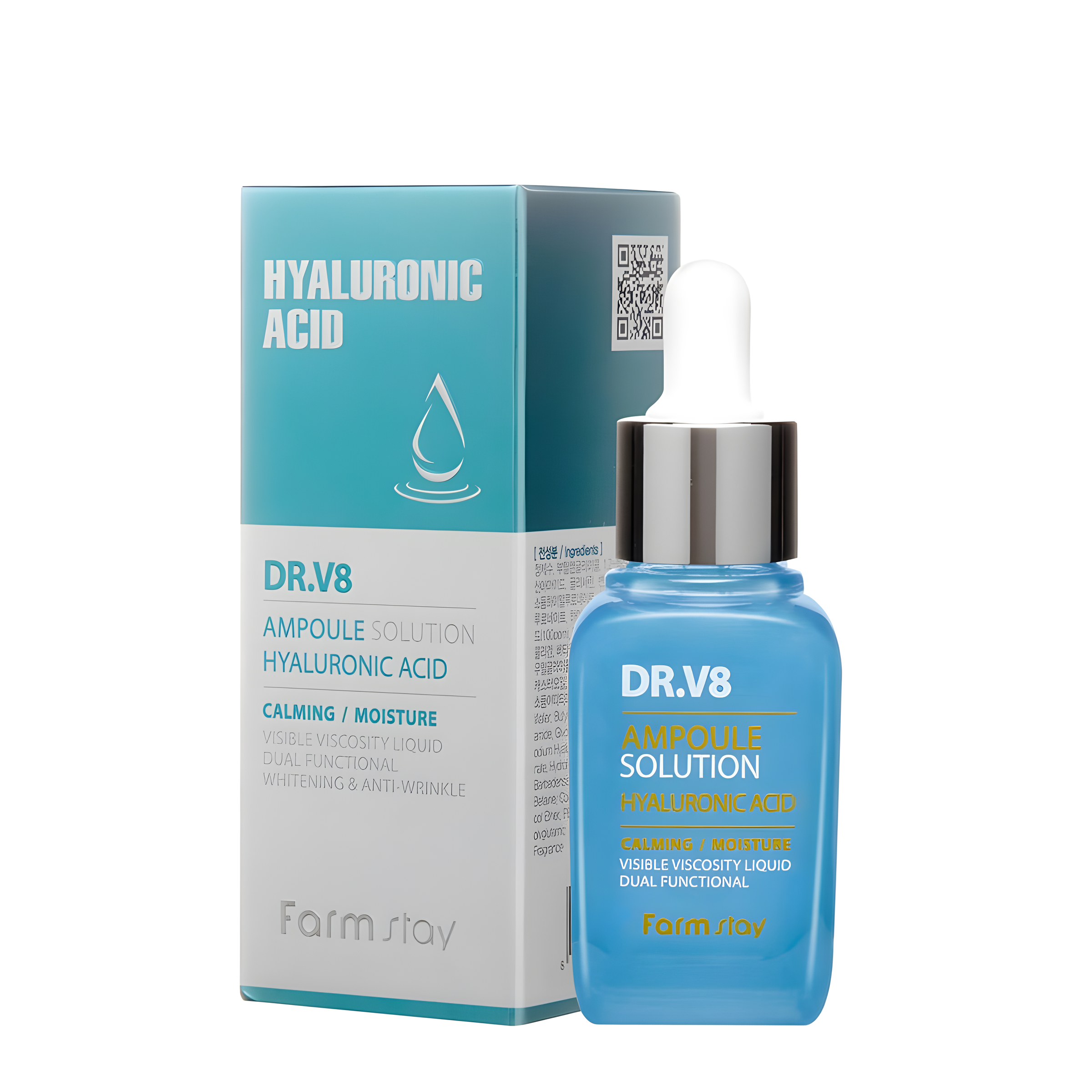 Serum, Face care, Anti-age, Hydration/Moisturization, შრატი, სახის მოვლა, ასაკობრივი, დატენიანება, Farmstay, Farmstay Dr-V8 Ampoule Solution Hyaluronic Acid, Beauty Bar, Korean Cosmetics, ბიუთი ბარი, კორეული კოსმეტიკა, Farmstay Dr-V8 შრატი ჰიალურონის მჟავით