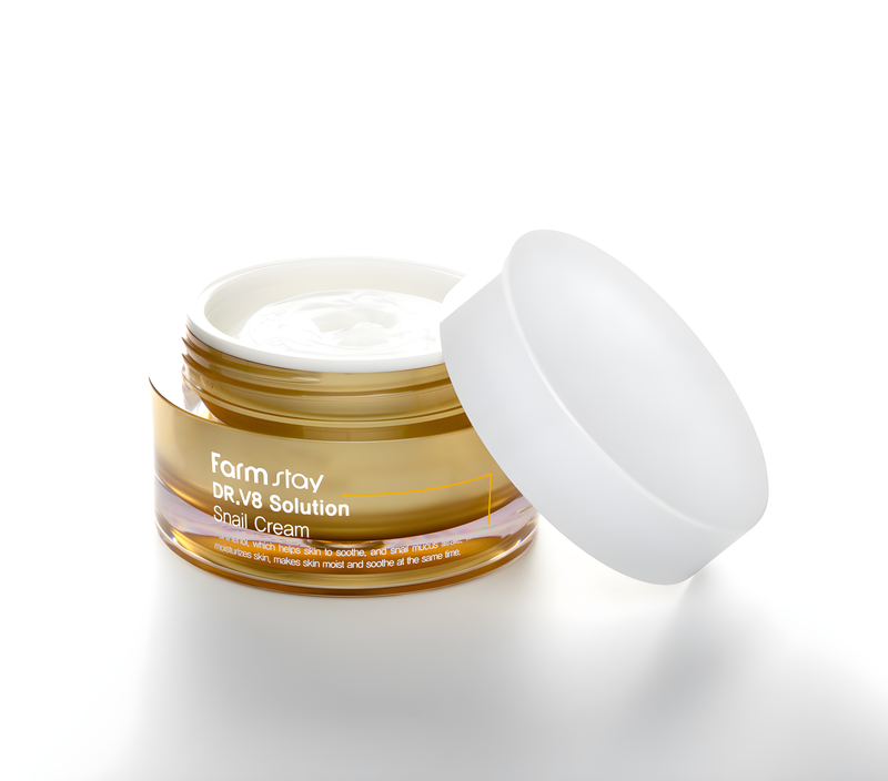 Face cream, Face care, Anti-age, Hydration/Moisturization, სახის კრემი, სახის მოვლა, ასაკობრივი, დატენიანება, Farmstay, Farmstay Dr-V8 Solution Cream Escargot, Beauty Bar, Korean Cosmetics, ბიუთი ბარი, კორეული კოსმეტიკა, Farmstay Dr-V8 ლოკოკინას სახის კრემი