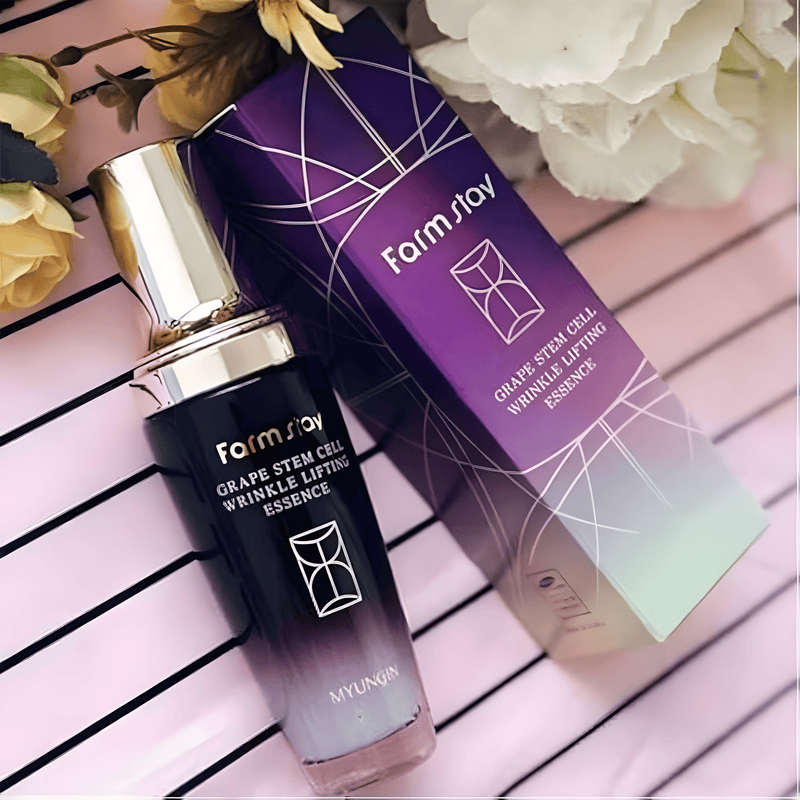 Serum, Face care, Skin elasticity and barrier, Pigmenation/brightening/post-acne, შრატი, სახის მოვლა, ელასტიურობა და ბარიერი, პიგმენაცია/პოსტ-აკნე, Farmstay, Farmstay Grape Stem Cell Whitening Lifting Essence, Beauty Bar, Korean Cosmetics, ბიუთი ბარი, კორეული კოსმეტიკა, Farmstay ყურძნის ღეროვანი უჯრედების გამაღიავებელი ლიფტინგ ესენცია