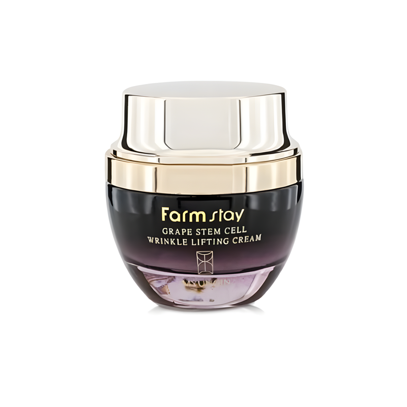 Face cream, Face care, Skin elasticity and barrier, Pigmenation/brightening/post-acne, სახის კრემი, სახის მოვლა, ელასტიურობა და ბარიერი, პიგმენაცია/პოსტ-აკნე, Farmstay, Farmstay Grape Stem Cell Wrinkle Lifting Cream, Beauty Bar, Korean Cosmetics, ბიუთი ბარი, კორეული კოსმეტიკა, Farmstay ყურძნის ღეროვანი უჯრედების ნაოჭსაწინააღმდეგო ლიფტინგ კრემი