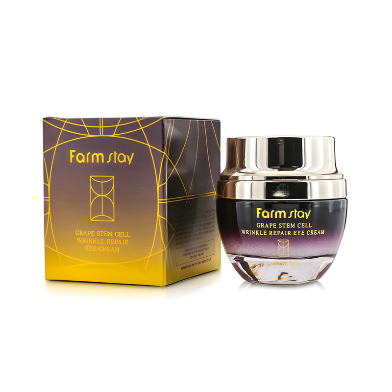 Eye cream, Eye care, Skin elasticity and barrier, Pigmenation/brightening/post-acne, თვალის კრემი, თვალის მოვლა, ელასტიურობა და ბარიერი, პიგმენაცია/პოსტ-აკნე, Farmstay, Farmstay Grape Stem Cell Wrinkle Repair Eye Cream, Beauty Bar, Korean Cosmetics, ბიუთი ბარი, კორეული კოსმეტიკა, Farmstay ყურძნის ღეროვანი უჯრედების ნაოჭსაწინააღმდეგო თვალის კრემი