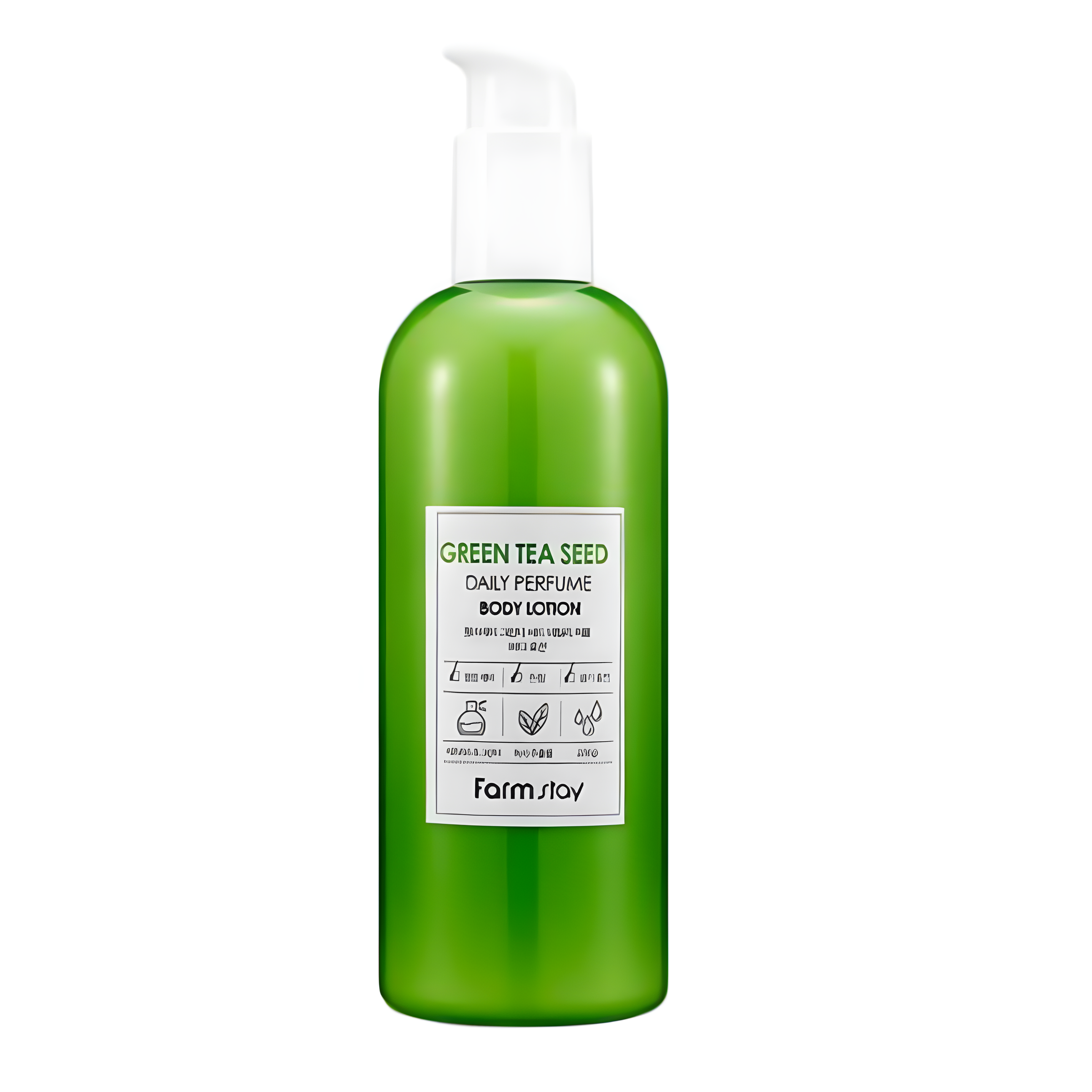 Body, Body care, Skin elasticity and barrier, Hydration/Moisturization, სხეული, სხეულის მოვლა, ელასტიურობა და ბარიერი, დატენიანება, Farmstay, Farmstay Green Tea Seed Daily Perfume Body Lotion, Beauty Bar, Korean Cosmetics, ბიუთი ბარი, კორეული კოსმეტიკა, Farmstay მწვანე ჩაის ყოველდღიური ტანის ლოსიონი