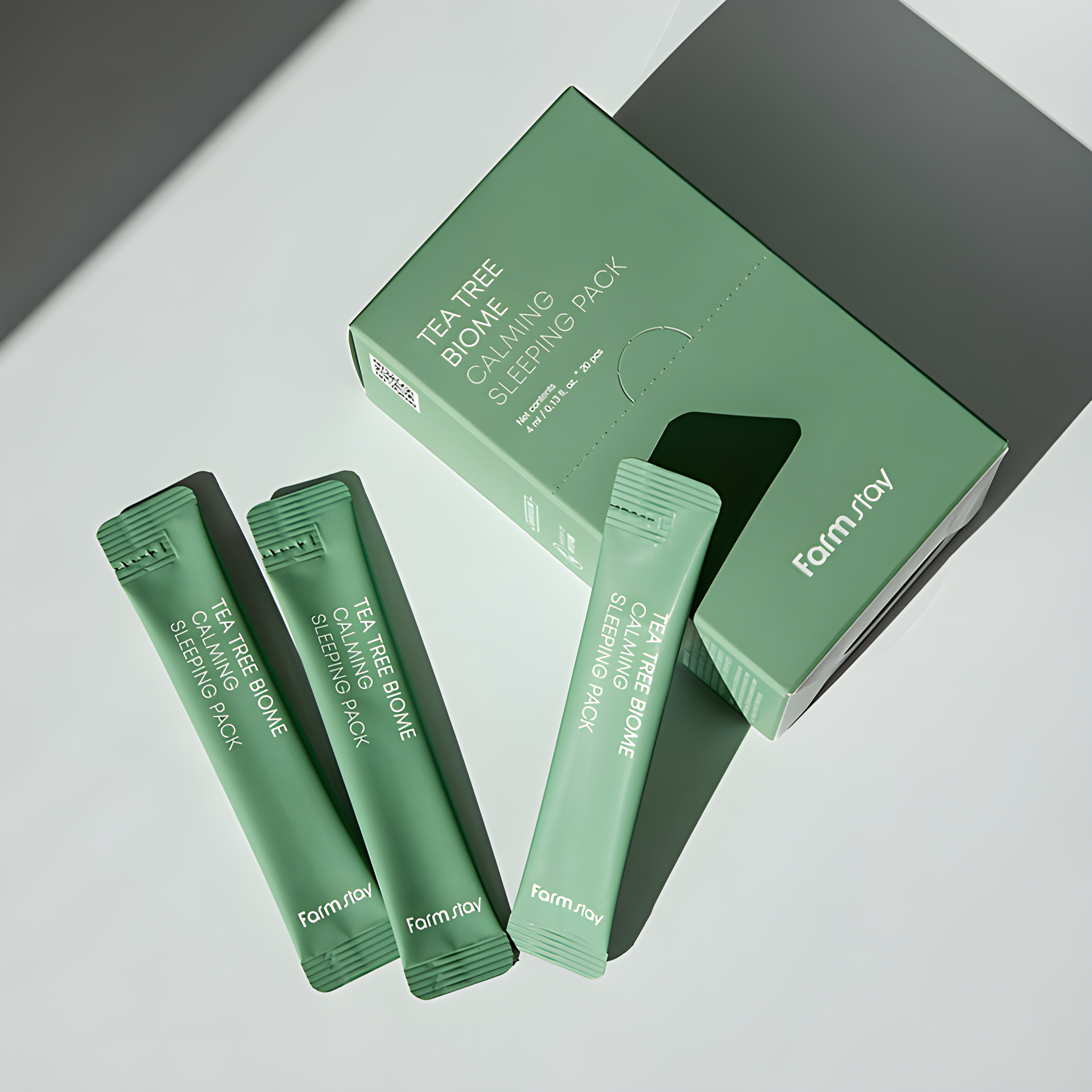 Night mask, Face care, Anti-age, Sensitive/Calm, Hydration/Moisturization, ღამის ნიღაბი, სახის მოვლა, ასაკობრივი, მგრძნობიარე/დამშვიდება, დატენიანება, Farmstay, Farmstay Tea Tree Biome Calming Sleeping Pack, Beauty Bar, Korean Cosmetics, ბიუთი ბარი, კორეული კოსმეტიკა, Farmstay ჩაის ხის დამამშვიდებელი ღამის ნიღაბი