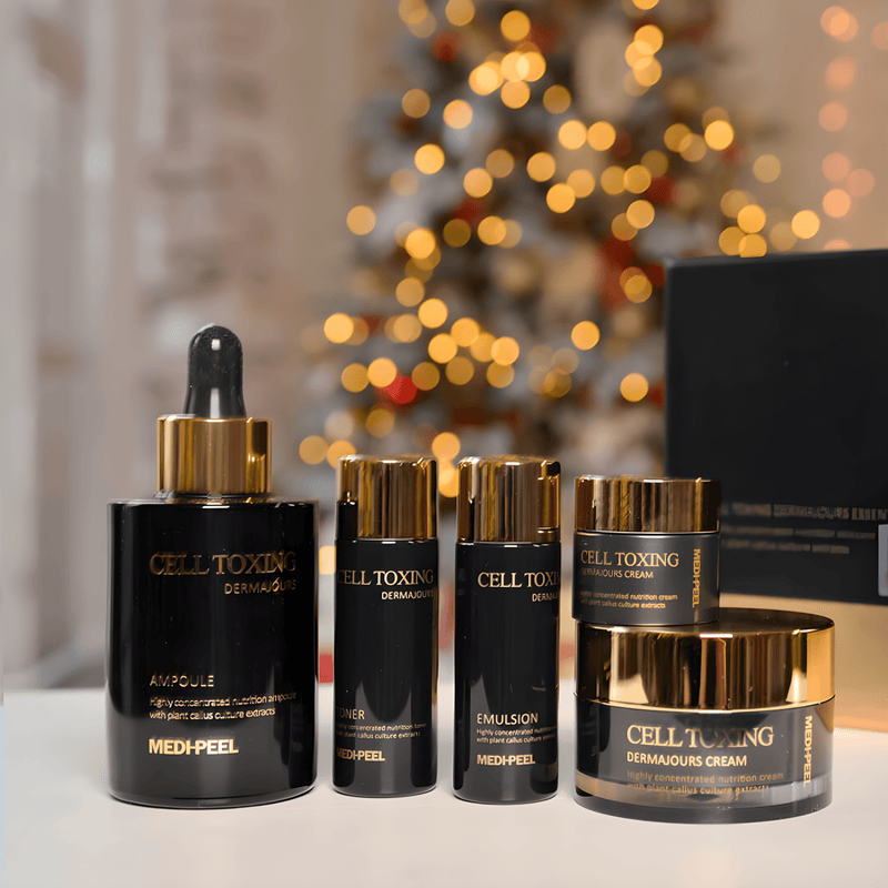 Gift set, Hydration/Moisturization, Pigmenation/brightening/post-acne, სასაჩუქრე ნაკრები, დატენიანება, პიგმენაცია/პოსტ-აკნე, Medi-Peel, Medi-Peel Cell Toxing Dermajours Essential Set, Beauty Bar, Korean Cosmetics, ბიუთი ბარი, კორეული კოსმეტიკა, Medi-Peel ღეროვანი უჯრედების სახის მოვლის ნაკრები
