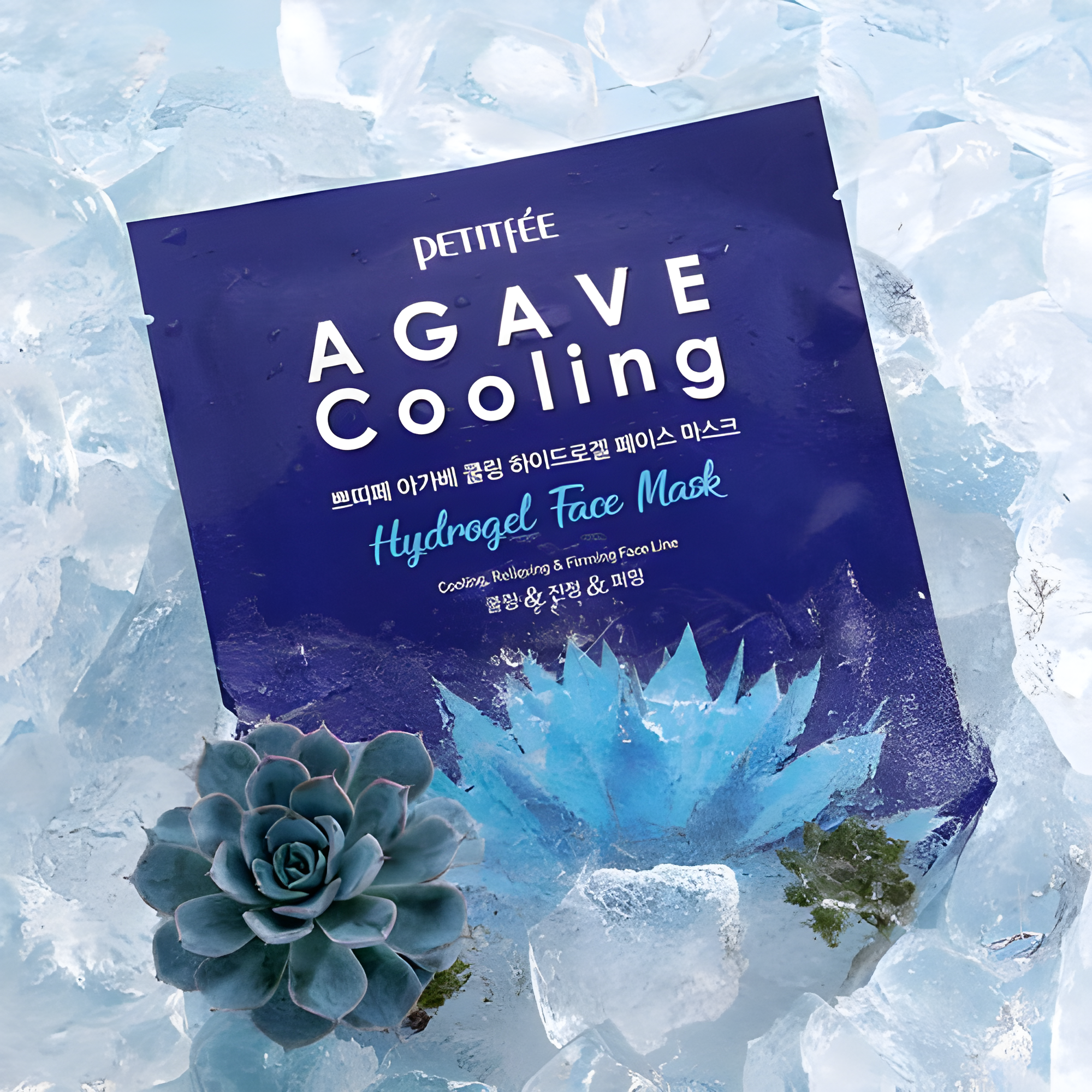 Face mask, Face care, Hydration/Moisturization, Sensitive/Calm, Pigmentation/post-acne, სახის ნიღაბი, სახის მოვლა, დატენიანება, მგრძნობიარე/დამშვიდება, პიგმენაცია/პოსტ-აკნე, Petitfee, Petitfee Hydrogel Face Mask Agave Cooling, Beauty Bar, Korean Cosmetics, ბიუთი ბარი, კორეული კოსმეტიკა, Petitfee ჰიდროგენული სახის ნიღაბი გამაგრილებელი აგავა