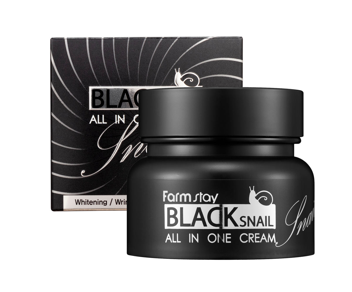 Beauty Bar Korean cosmetics, ბიუთი ბარი კორეული კოსმეტიკა, Farmstay Black Snail All-In One Cream Face cream, Farmstay, Face cream, Face care, Pigmenation/brightening/post-acne, სახის კრემი, სახის მოვლა, პიგმენაცია/პოსტ-აკნე , Farmstay შავი ლოკოკინას ყოველდღიური სახის კრემი