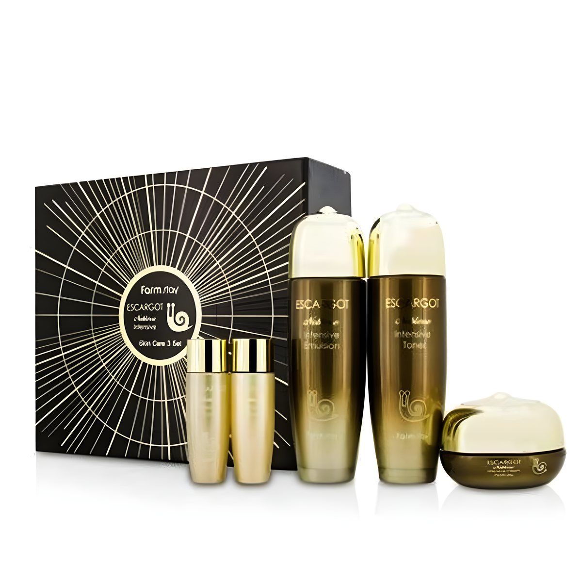 Gift set, Anti-age, სასაჩუქრე ნაკრები, ასაკობრივი, Farmstay, Farmstay Escargot Noblesse Intensive Skin Care 3 Set, Beauty Bar, Korean Cosmetics, ბიუთი ბარი, კორეული კოსმეტიკა, Farmstay სამეფო ლოკოკინას ინტენსიური კანის მოვლის 3 საფეხურიანი ნაკრები