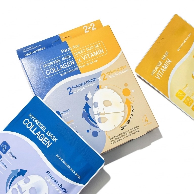 Farmstay Hydrogel Mask Sheet Duo Set (Collagen, Vitamin C)
