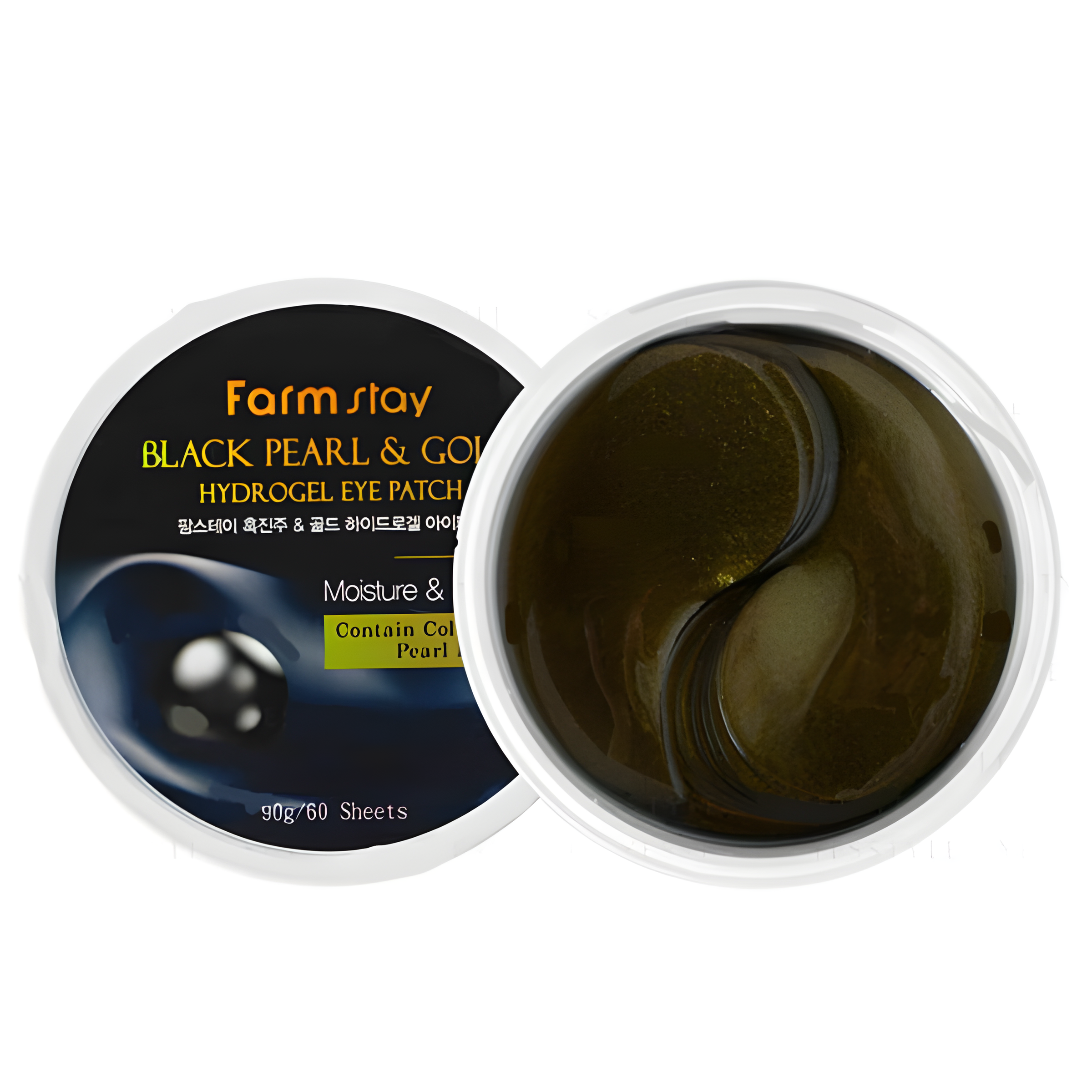 Eye patch, Eye care, Pigmenation/brightening/post-acne, Hydration/Moisturization, Skin elasticity and barrier, თვალის პატჩი, თვალის მოვლა, პიგმენაცია/პოსტ-აკნე, დატენიანება, ელასტიურობა და ბარიერი, Farmstay, Farmstay Black Pearl And Gold Hydrogel Eye Patch, Beauty Bar, Korean Cosmetics, ბიუთი ბარი, კორეული კოსმეტიკა, Farmstay შავი მარგალიტის და ოქროს ჰიდროგელის თვალის პაჩი