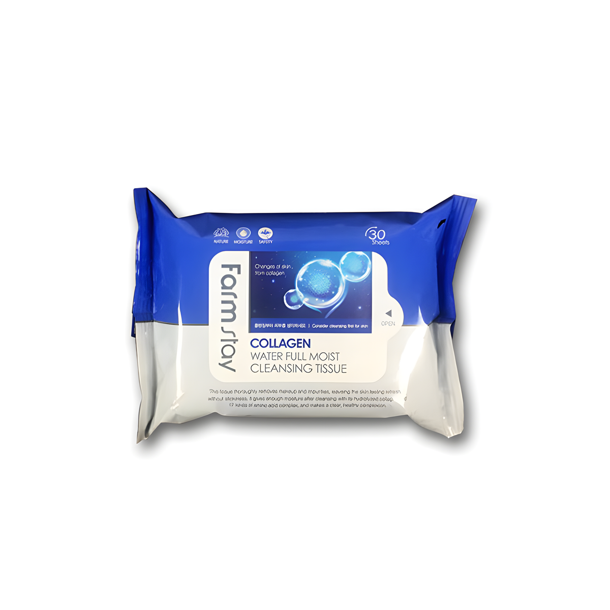 Makeup removal, Makeup, დემაკიაჟი, კოსმეტიკა, Farmstay, Farmstay Collagen Water Full Moist Cleansing Tissue, Beauty Bar, Korean Cosmetics, ბიუთი ბარი, კორეული კოსმეტიკა, Farmstay კოლაგენი სახის გამწმენდი ხელსახოცი