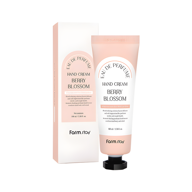 Hand care, Body care, Hydration/Moisturization, Skin elasticity and barrier, ხელის მოვლა, სხეულის მოვლა, დატენიანება, ელასტიურობა და ბარიერი, Farmstay, Farmstay Eau De Perfume Hand Cream Berry Blossom, Beauty Bar, Korean Cosmetics, ბიუთი ბარი, კორეული კოსმეტიკა, Farmstay პარფიუმის ხელის კრემი კენკრის ყვავილი