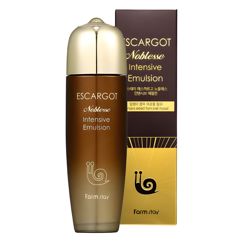 Emulsion, Face care, Anti-age, ემულსია, სახის მოვლა, ასაკობრივი, Farmstay, Farmstay Escargot Noblesse Intensive Emulsion, Beauty Bar, Korean Cosmetics, ბიუთი ბარი, კორეული კოსმეტიკა, Farmstay სამეფო ლოკოკინას ინტენსიური ემულსია