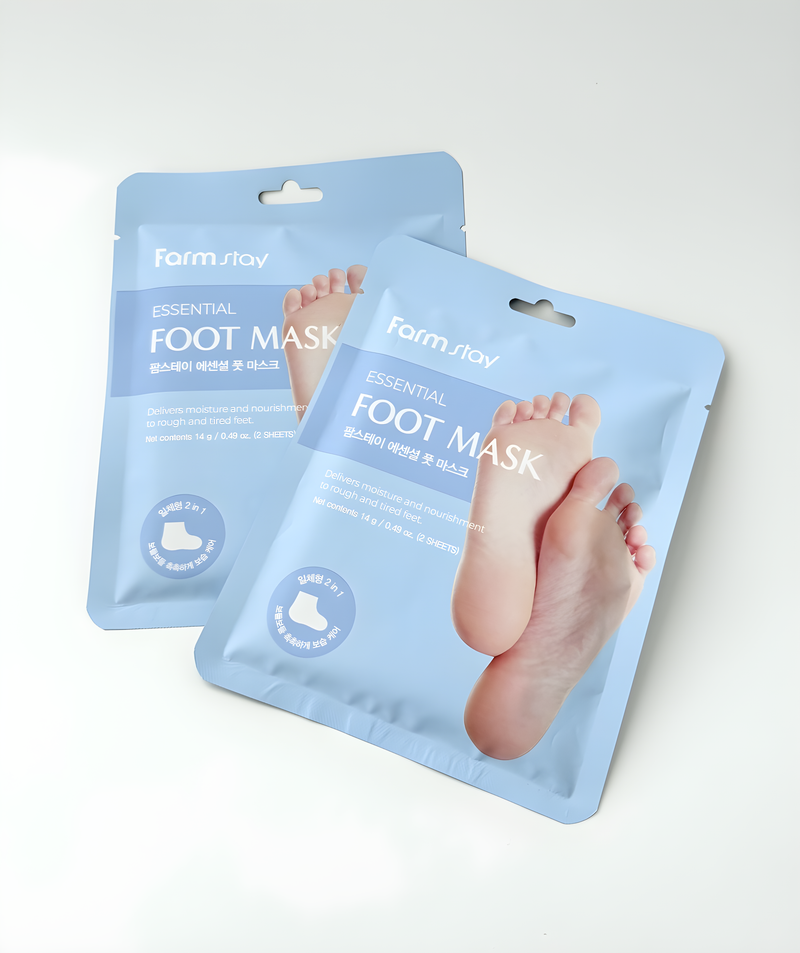 Foot care, Body care, Hydration/Moisturization, Skin elasticity and barrier, ფეხის მოვლა, სხეულის მოვლა, დატენიანება, ელასტიურობა და ბარიერი, Farmstay, Farmstay Essential Foot Mask, Beauty Bar, Korean Cosmetics, ბიუთი ბარი, კორეული კოსმეტიკა, Farmstay ფეხის დამატენიანებელი ნიღაბი