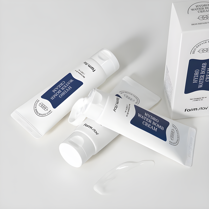 Face cream, Face care, Hydration/Moisturization, Sensitive/Calm, Skin elasticity and barrier, სახის კრემი, სახის მოვლა, დატენიანება, მგრძნობიარე/დამშვიდება, ელასტიურობა და ბარიერი, Farmstay, Farmstay Hydro Water Bomb Cream, Beauty Bar, Korean Cosmetics, ბიუთი ბარი, კორეული კოსმეტიკა, Farmstay ჰიდრო დამატენიანებელი სახის კრემი