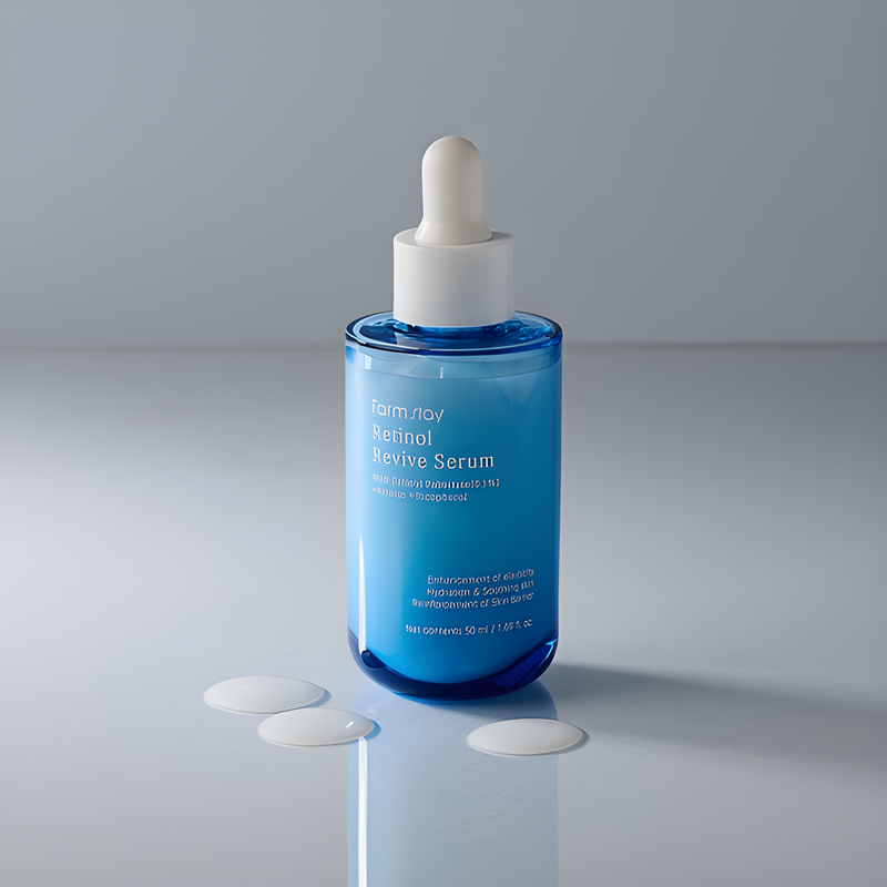Serum, Face care, Anti-age, Pigmenation/brightening/post-acne, Skin elasticity and barrier, Acne/pores/sebum, შრატი, სახის მოვლა, ასაკობრივი, პიგმენაცია/პოსტ-აკნე, ელასტიურობა და ბარიერი, აკნე/ფორები/სებუმი, Farmstay, Farmstay Retinol Revive Serum, Beauty Bar, Korean Cosmetics, ბიუთი ბარი, კორეული კოსმეტიკა, Farmstay რეტინოლის სახის შრატი