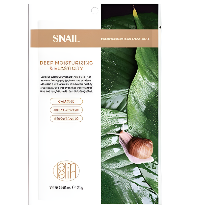 Face mask, Face care, Skin elasticity and barrier, Sensitive/Calm, Pigmenation/brightening/post-acne, Anti-age, სახის ნიღაბი, სახის მოვლა, ელასტიურობა და ბარიერი, მგრძნობიარე/დამშვიდება, პიგმენაცია/პოსტ-აკნე, ასაკობრივი, Lamelin, Lamelin Calming Moisture Mask Pack - Snail, Beauty Bar, Korean Cosmetics, ბიუთი ბარი, კორეული კოსმეტიკა, Lamelin დამამშვიდებელი დამატენიანებელი ნიღაბი - ლოკოკინა