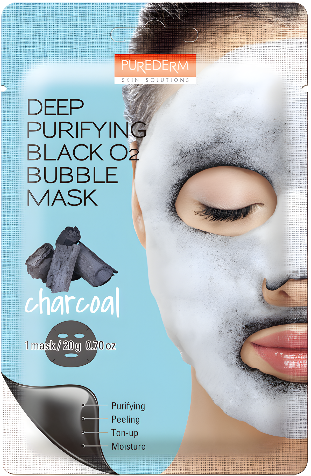 Face mask, Face care, Acne/pores/sebum, სახის ნიღაბი, სახის მოვლა, აკნე/ფორები/სებუმი, Purederm, Purederm Deep Purifying Black O2 Bubble Mask Charcoal, Beauty Bar, Korean Cosmetics, ბიუთი ბარი, კორეული კოსმეტიკა, Purederm ღრმა გამწმენდი O2 შუშხუნა ნიღაბი ნახშირით