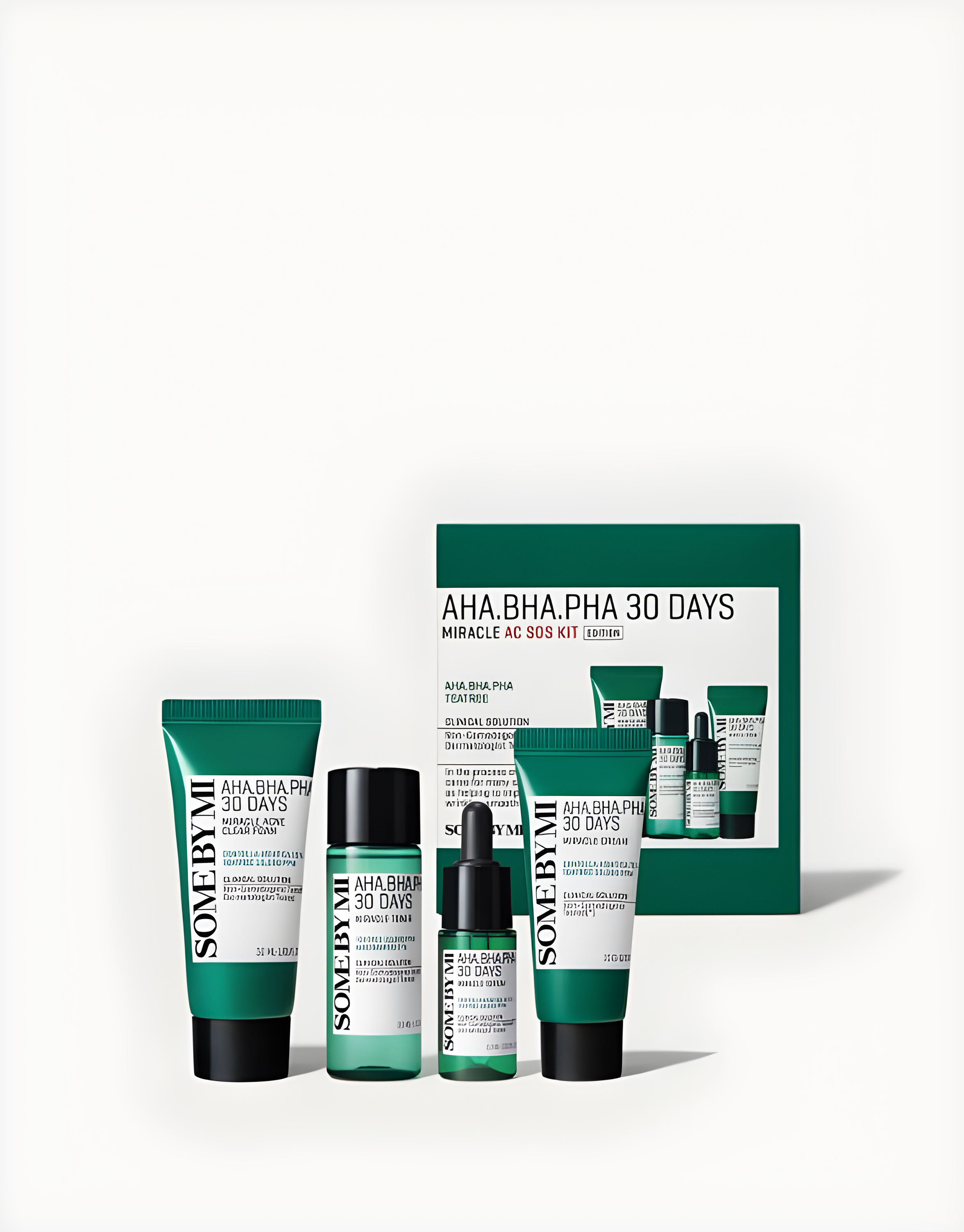 Gift set, Hydration/Moisturization, Acne/pores/sebum, Skin elasticity and barrier, სასაჩუქრე ნაკრები, დატენიანება, აკნე/ფორები/სებუმი, ელასტიურობა და ბარიერი, Some By Mi, Some By Mi Aha Bha Pha 30 Days Miracle Ac SOS Kit, Beauty Bar, Korean Cosmetics, ბიუთი ბარი, კორეული კოსმეტიკა, Some By Mi Aha Bha Pha 30 დღიანი აკნეს საწინააღმდეგო მინი ნაკრები