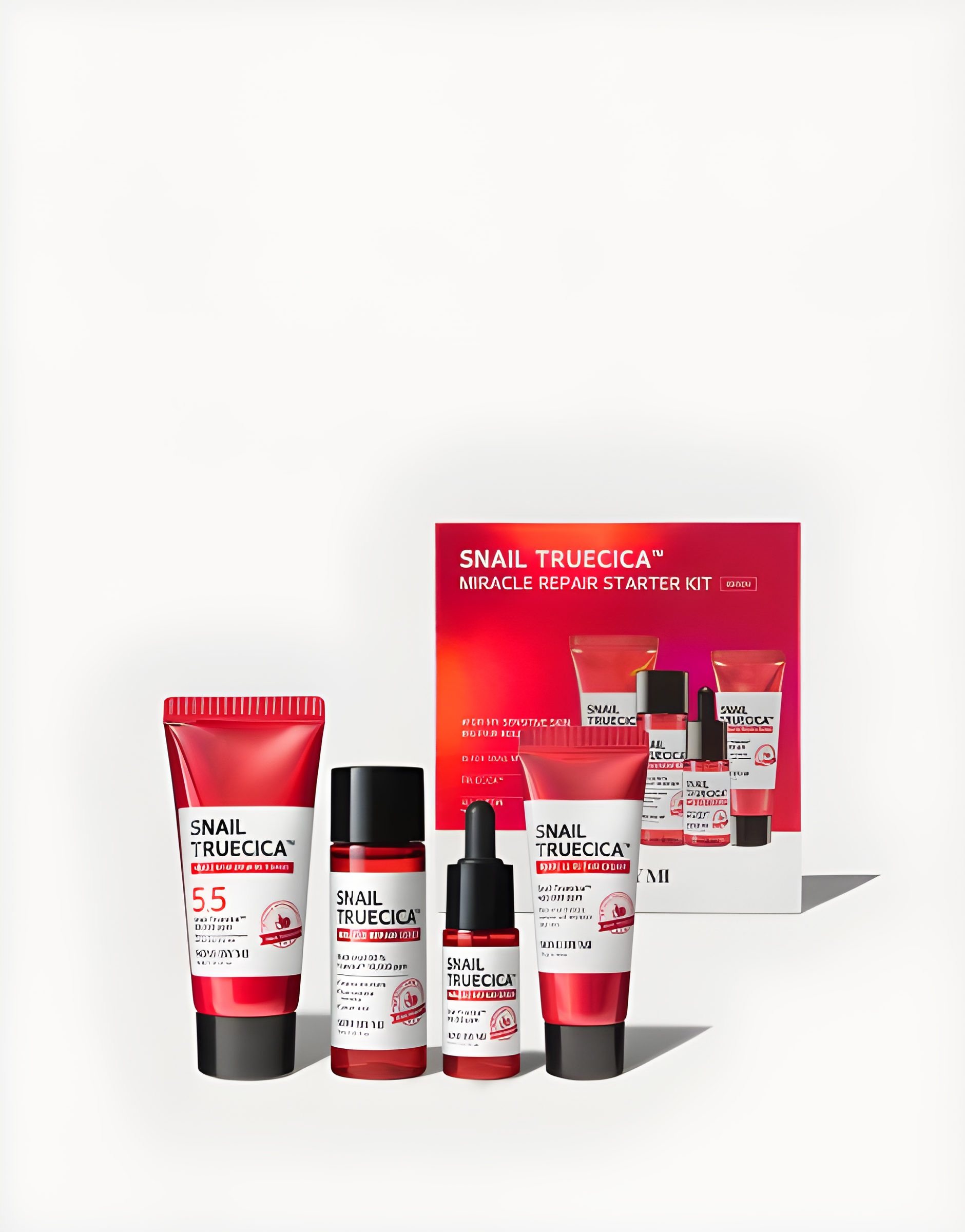 Gift set, Anti-age, Hydration/Moisturization, Pigmentation/post-acne, სასაჩუქრე ნაკრები, ასაკობრივი, დატენიანება, პიგმენაცია/პოსტ-აკნე, Some By Mi, Some By Mi Snail Truecica Miracle Repair Starter Kit Edition, Beauty Bar, Korean Cosmetics, ბიუთი ბარი, კორეული კოსმეტიკა, Some By Mi ლოკოკინას აღმდგენი სახი მოვლის მინი ნაკრები