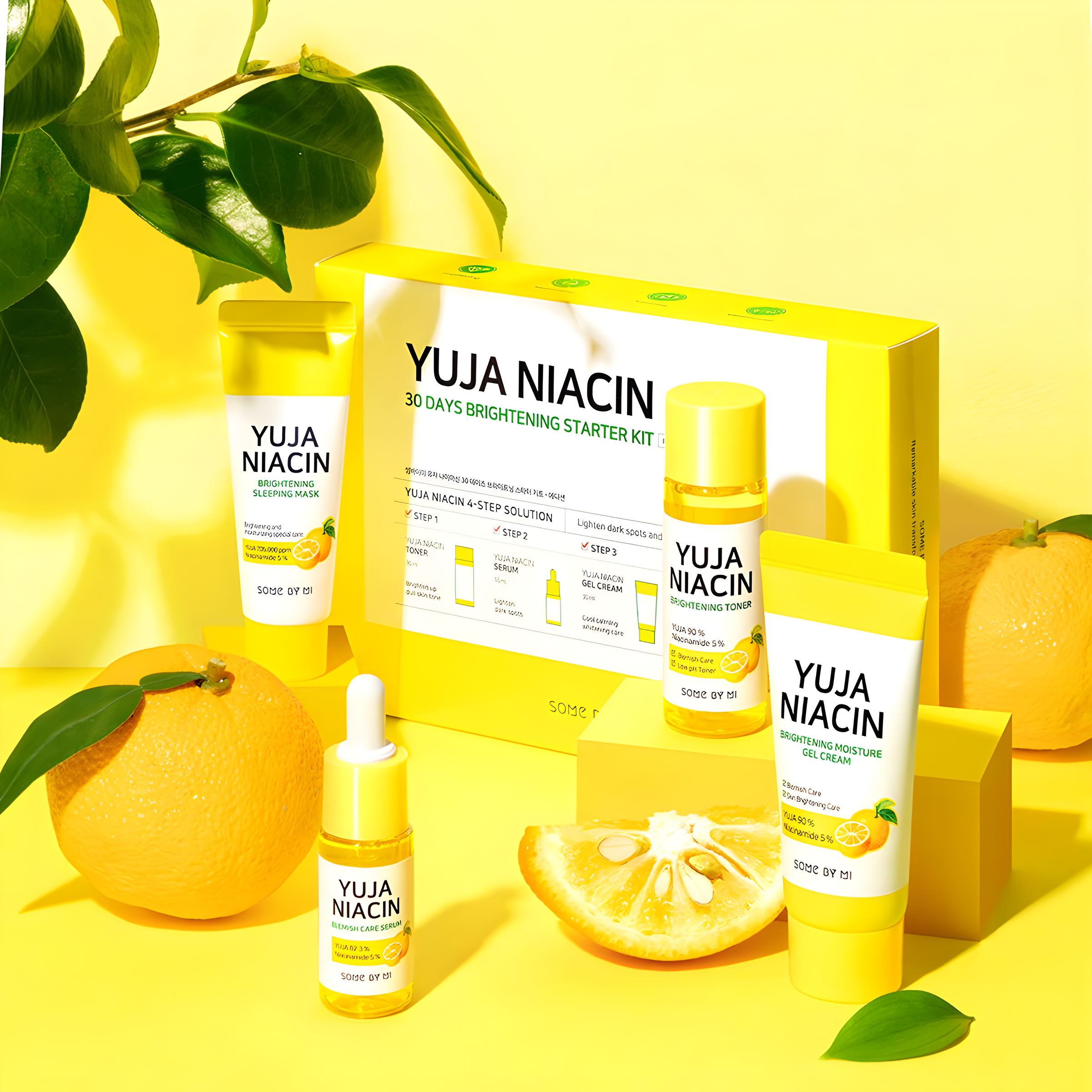 Gift set, Hydration/Moisturization, Pigmentation/post-acne, Skin elasticity and barrier, სასაჩუქრე ნაკრები, დატენიანება, პიგმენაცია/პოსტ-აკნე, ელასტიურობა და ბარიერი, Some By Mi, Some By Mi Yuja Niacin 30 Days Brightening Starter Kit Edition, Beauty Bar, Korean Cosmetics, ბიუთი ბარი, კორეული კოსმეტიკა, Some By Mi იუჯას 30 დღიანი გამაღიავებელი მინი ნაკრები